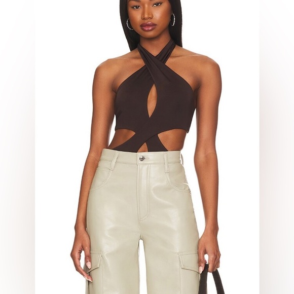 Revolve Superdown chocolate Brown cut out bodysuit - Picture 2 of 9